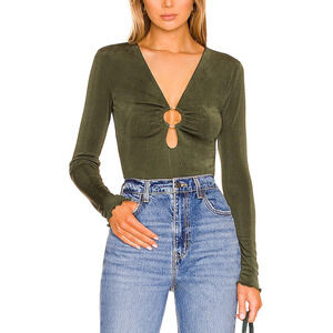 Olive Long Sleeve V-Neck Top